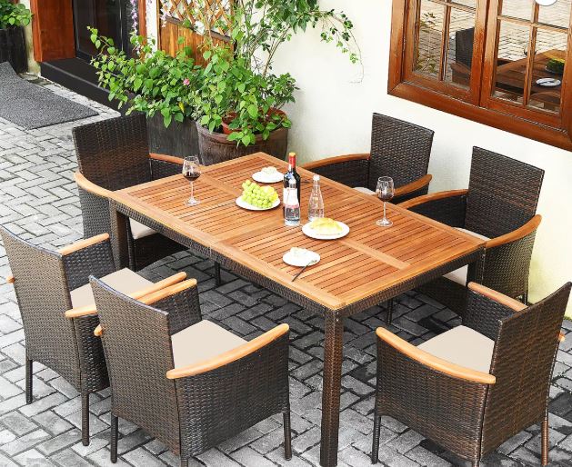 Costway 7PCS Patio Rattan Dining Set