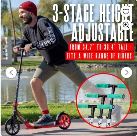 Madd Gear Kruzer 200mm Commuter Scooter, Easy Folding, Teens & Adults Max Weight 220LBS