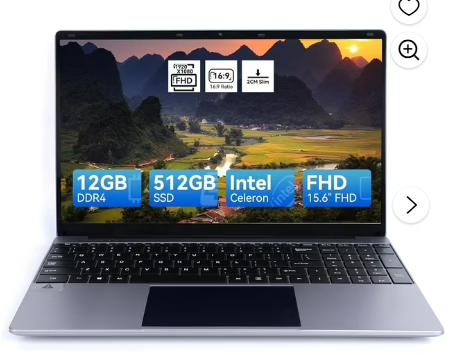 15.6”Laptop 12GB DDR4 512GB SSD, Quad-Core Intel Celeron N5095 Processors, 1080P Ips Fhd Display Laptop Computer, Numeric Keypad,Bluetooth 4.2, 2.4/5G Wifi