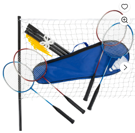 Badminton Set – Backyard Games Include 4 Badminton Rackets, 3 Birdies, Regulation-Size Net with Pole Stakes and Carry Bag