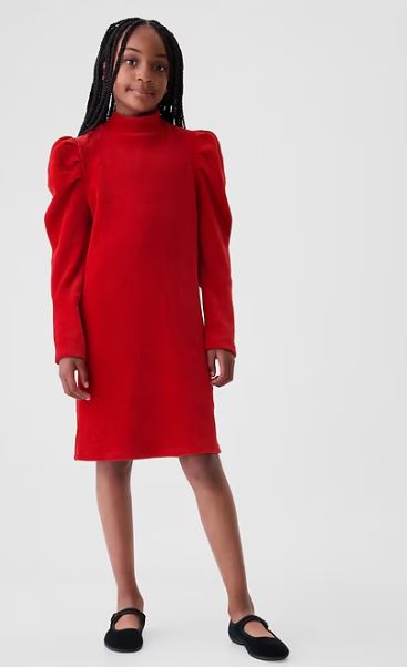 Kids Puff-Sleeve Corduroy Dress