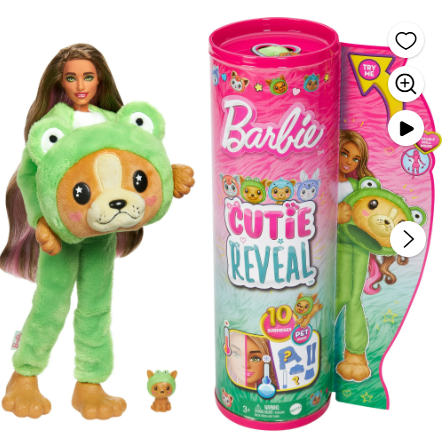 Barbie Cutie Reveal Costume-Themed Series Doll & Accessories with 10 Surprises, Puppy as Frog