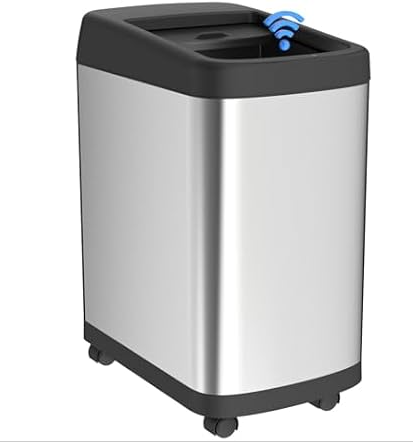 ELLO&ALLO 13 Gallon Kitchen Trash Can with Roll Up Lid, Automatic Touchless Motion Sensor Rectangular Trash Can