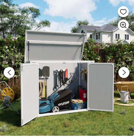 Seizeen Storage Shed Resin, 41 Cu.Ft Small Outdoor Shed with 3 Doors & Floor, 306GAL Deck Box Waterproof Plastic Tool Storage Shed for Cushion Lawn Mower Garbage Cans