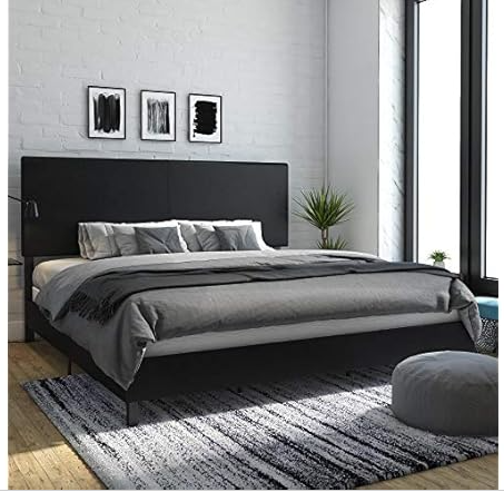 Novilla 14 Inch Platform King Size Bed Frame, Metal Bed Frame with Storage, King Bed Frame No Box Spring Needed, Wooden Slats Support, Heavy Duty, Easy Assembly, Black