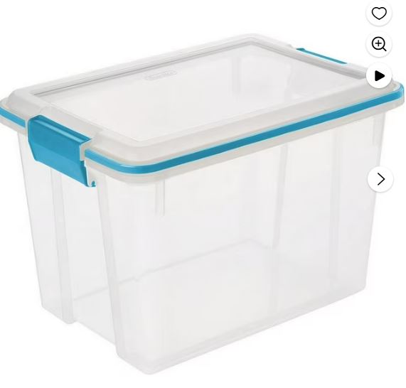 Sterilite 20 Quart Gasket Box, Weather-Resistant Clear Storage Bin with Lid, Blue