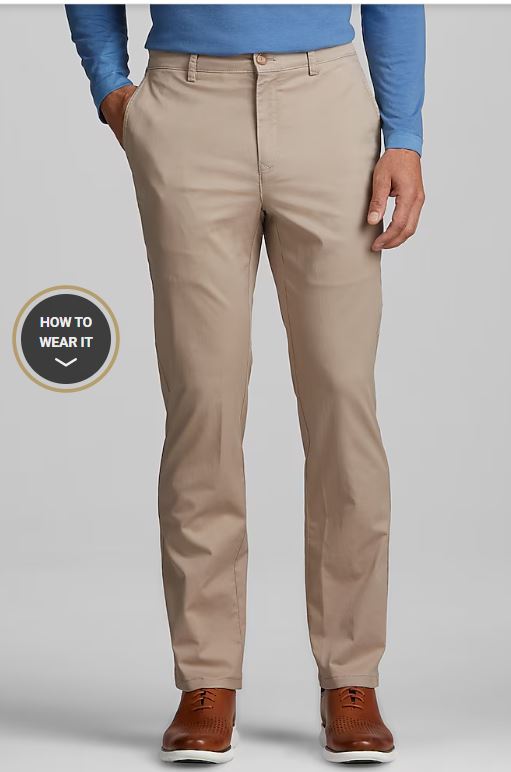 Jos. A. Bank Tailored Fit Flat-Front Chinos
