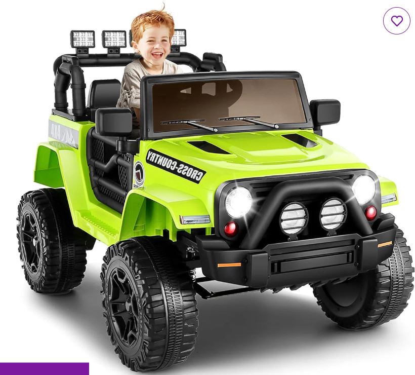 Kids 12V Electric Ride On Car SUV Truck with Remote Control, Light, Music, Safety Belt, Spring Suspension