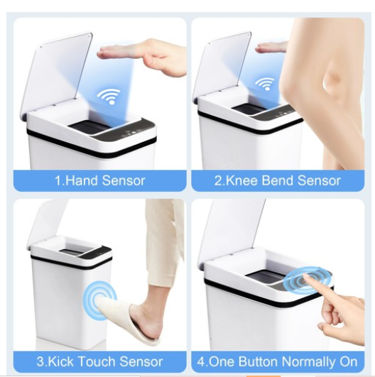 2 Pack 12L Automatic Bathroom Trash Cans – Touchless, Motion Sensor with Lid