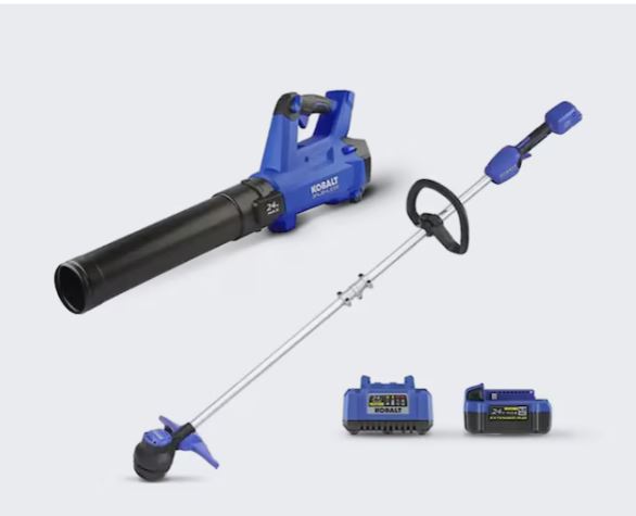 Kobalt 24-volt Cordless Battery String Trimmer and Leaf Blower and 4 Ah (Battery Included) (Charger Included)