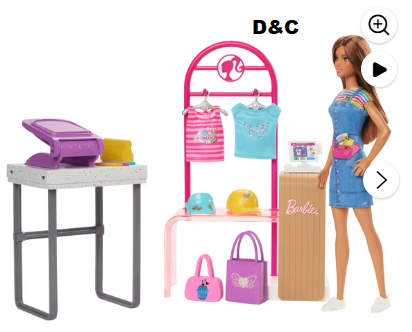Barbie Make & Sell Boutique Playset with Brunette Doll, Foil Design Tools, Clothes & Accessories