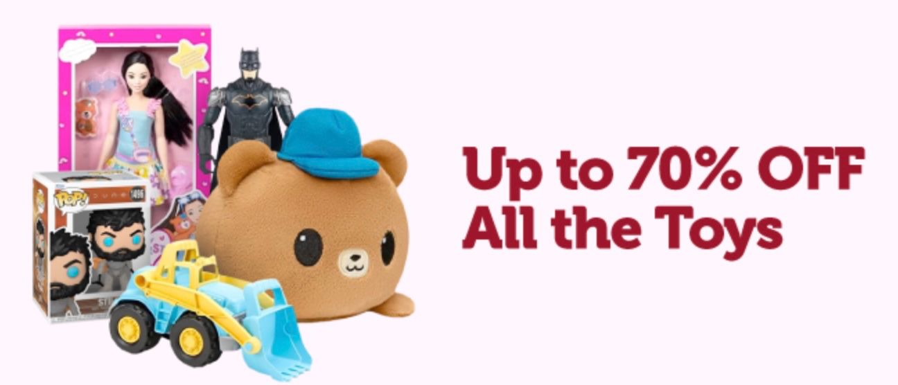 Up to 70% off on all toys +Free shipping for Prime Members