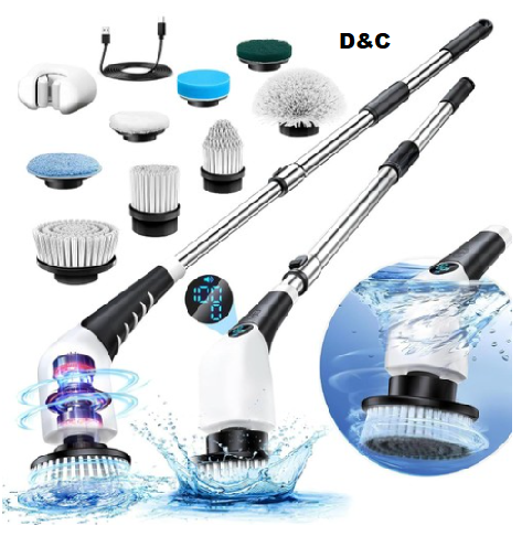 Electric Spin Scrubber with 8 Heads, 3 Speeds & LCD Display