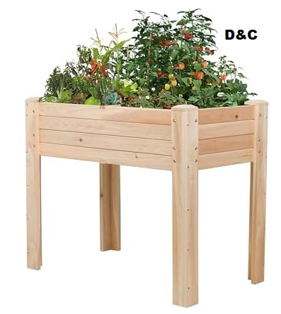 Shine Company 36″ Elevated Wood Planter Box Stand with Legs