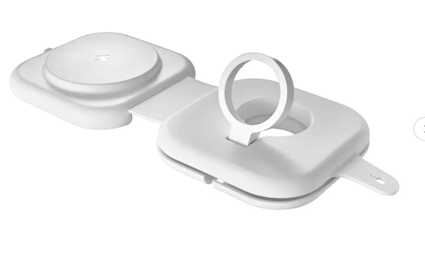 Best Buy essentials™ – 2-in-1 Magnetic Wireless Charging Pad for iPhone & Qi Compatible devices and Apple Watch charger holder – White