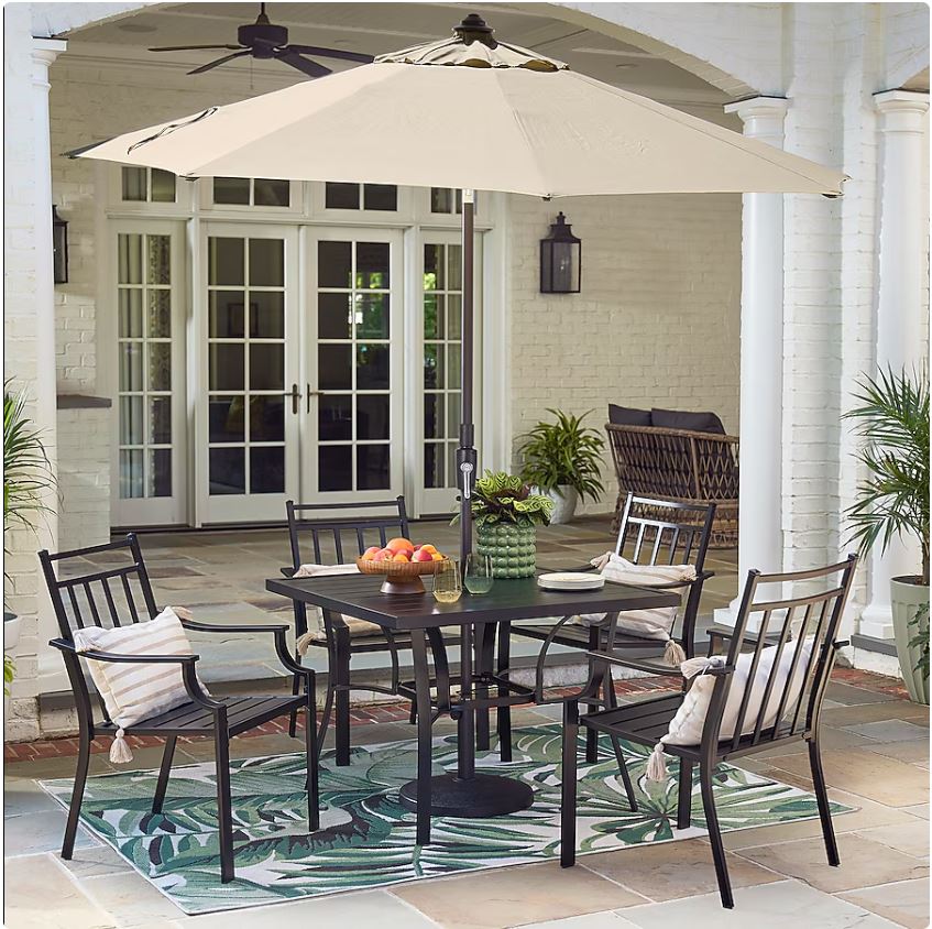 Style Selections Ashton 5 -Piece Black Patio Dining Set Steel Square Table with 4 Stationary Chairs