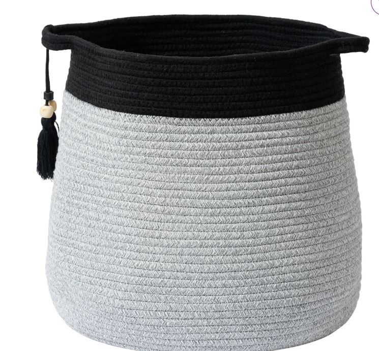 Althoff Rope Basket Woven Storage Basket , Laundry Basket Large Cotton Blanket Organizer