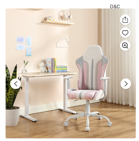 X Rocker Junior Mysa PC Gaming Chair, Pink/Gray