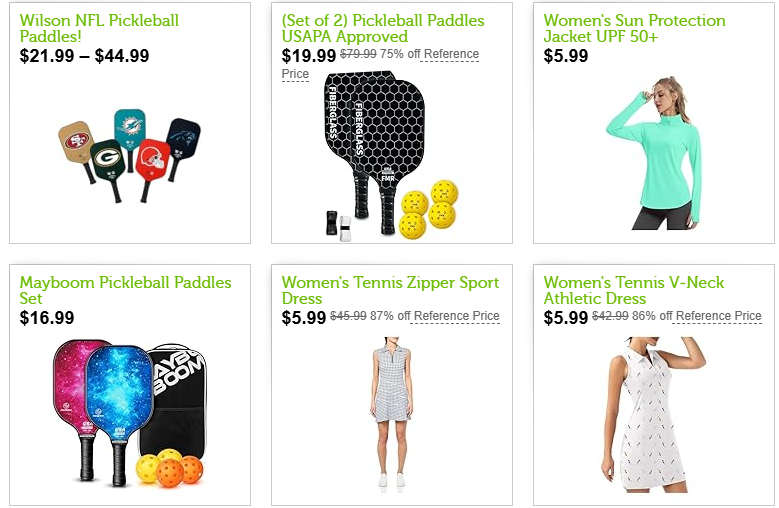 Lots of cheap athletic dresses and tops