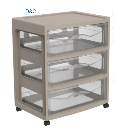 Mainstays 3 Drawer Wide Cart, Papyrus Beige