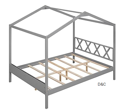 SPOFLYINN Classic Solid Wood Platform Bed Frame, Wood Slat Support, No Box Spring Needed, Easy Assembly Home Furniture, King