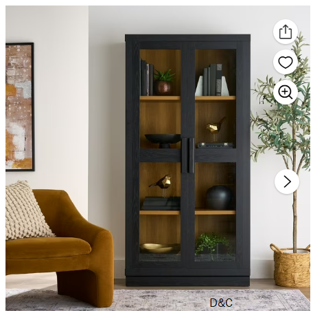 Better Homes & Gardens Ezra Glass Door Storage Cabinet, Rich Black finish