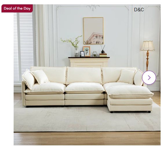 Shamill 120” Wide Chenille 2 layers Cloud Sofa Couch with Ottoman