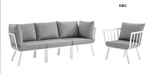 Riverside 4 Piece Outdoor Patio Aluminum Set by Modway