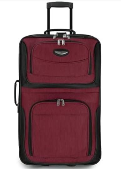 Travel Select Amsterdam Expandable Rolling Softside Luggage, Burgundy, Checked-Medium 25-Inch