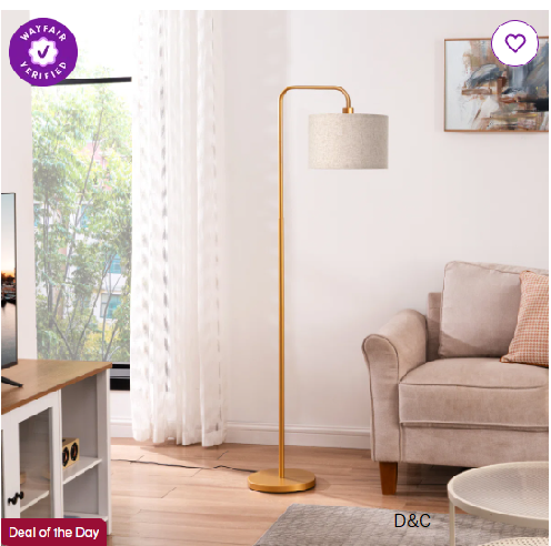 Ellingsworth 63” Arched/Arc Floor Lamp with Dimmable Bulb and Remote Control