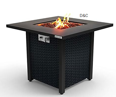 SereneLife Outdoor Propane Fire Pit Table-CSA Approved Safe 40,000 BTU Pulse Ignition Propane Gas Fire Table-28 inches-Steel Tabletop,Steel Panel