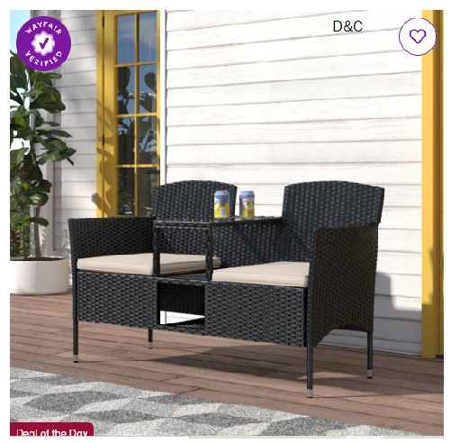 Etna 50.8” Polyethylene (PE) Wicker Outdoor Loveseat