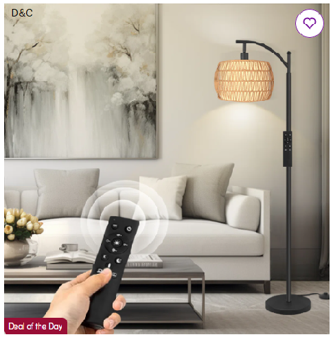 Arched/arc Floor Lamp With Remote Control, Dimmable Bulb Included