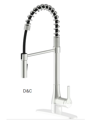 Bio Bidet by Bemis FLOW Classic Series Single-Handle Pull-Down Spring Neck Sprayer Kitchen Faucet, Brushed Nickel