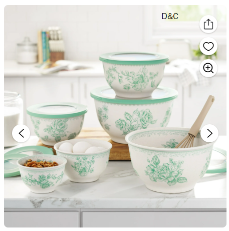 The Pioneer Woman Agatha 12-Piece Bamboo Melamine Nesting Mixing Bowl Set, Green