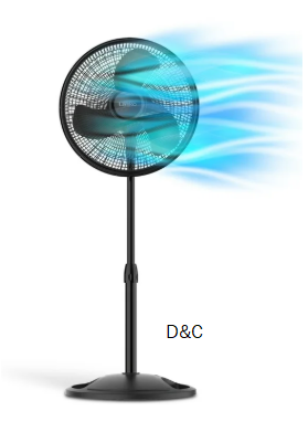 Lasko 16” 3-Speed Adjustable Oscillating Pedestal Fan, Black, S16500 New