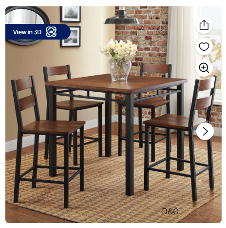 Better Homes & Gardens Austen 5-Piece Counter Height Dining Set, Vintage Oak