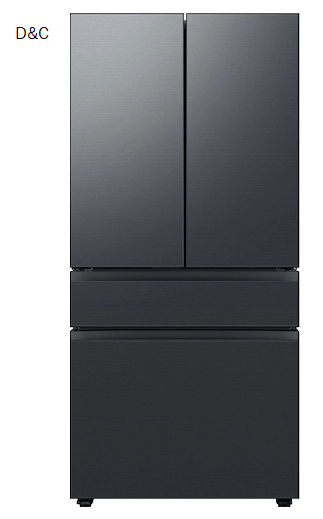 Bespoke 4-Door French Door Refrigerator (29 cu. ft.) with Customizable Door Panel Colors and Beverage Center™ in Matte Black Steel