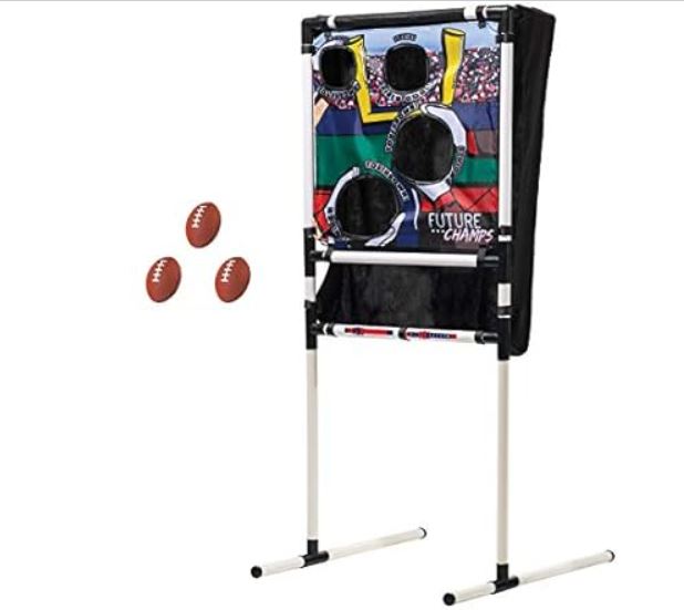 Franklin Sports Kids Football Target Toss with Mini Footballs – Indoor Football Passing Game for Kids – Football Passing Targets, Black
