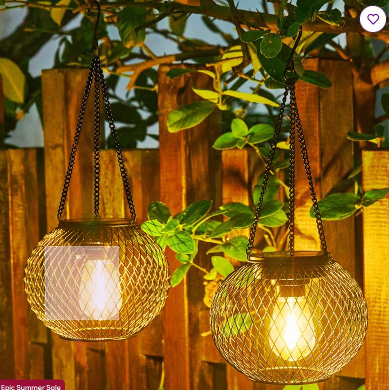 15” Solar Powered Integrated LED Outdoor Lantern (Set of 2)