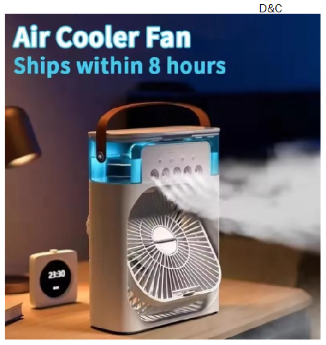 Portable Air Conditioner Cooling Fan, 3 In 1 LED Night Light Portable Humidifier