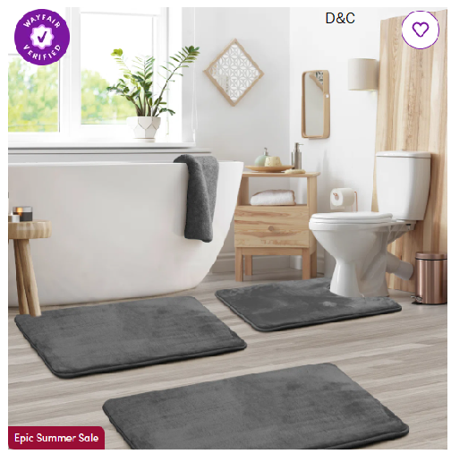 Aighan 3 Piece Ultra Soft and Absorbent Memory Foam Bath Rug Set with Non-Slip Backing