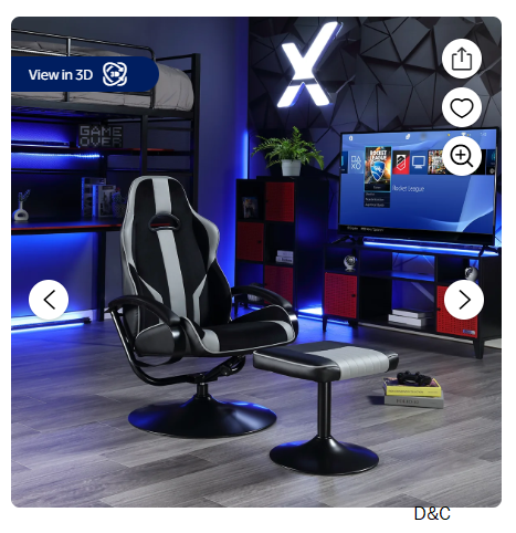 X Rocker Milano Pedestal Gaming Chair with Footrest, Black/Gray