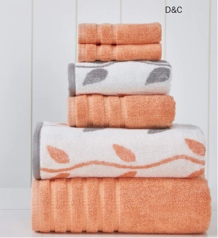 Modern Threads 6 Piece Set, 2 Bath Towels, 2 Hand Towels, 2 Washcloths Yarn Dyed Jacquard/Solid Towel Sets Organic Vines
