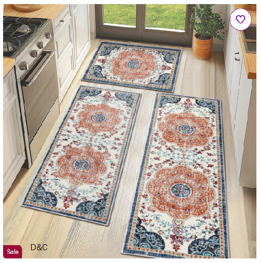 Machine Washable Non-Slip Kitchen Mat (Set of 3)