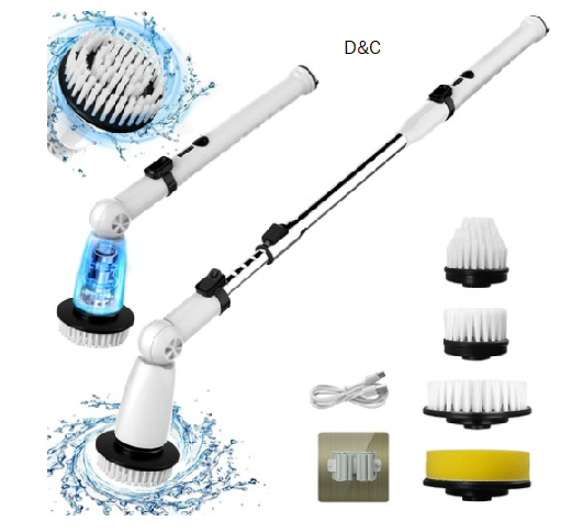 Swtroom Electric Spin Scrubber, Extendable Handle, 2 Speed USB-C HK036-A – White