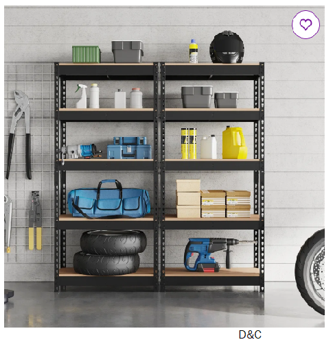 Tevis 60″ H x 27.5″ W x 12″ D 5 Tiers Boltless Adjustable Storage Shelf Goods Rack