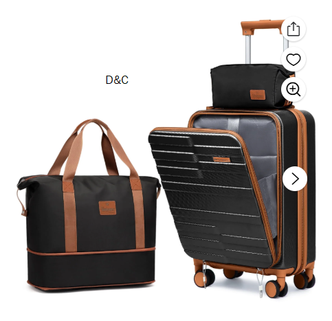 Melalenia 3-Piece Front Opening Cover Carry-on Luggage Side Hooks TSA Lock Spinner Wheels YKK Zippers