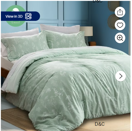 Cozy Comfort 3 Pieces Queen Floral Comforter Sets, Sage Green Botanical Flowers Reversible Bedding