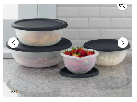 Mainstays 8 Piece Covered Bowl Set, Four Lidded Sizes, For Prep, Serve & Store, Dark Gray